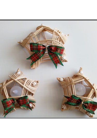 Bambu Noel Mumluk 3'lü Tealight Bej