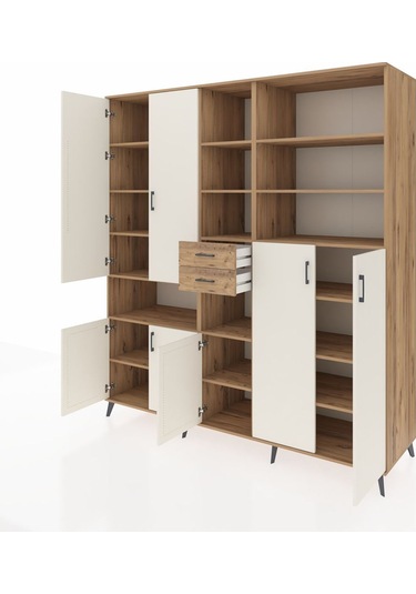 Kronos Dolap 17 Raflı 2 Çekmeceli 7 Kapaklı 220x59x243 Çam-aytaşı/çam Aytası/atlas Çam