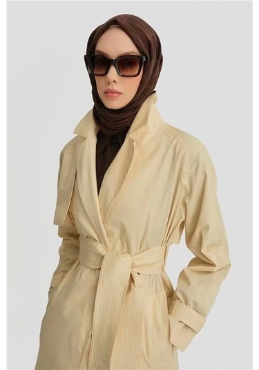 Armine Dikiş Efektli Pardesü 25y8210 Aytaşı Krem