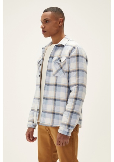 Bad Bear Thomas Mavi Kareli Erkek Oduncu Gömlek Ceket-mavi Mavi