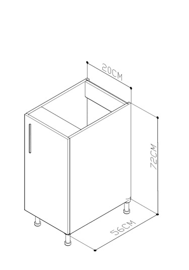 20 Cm Tek Kapak Mutfak Alt Dolabı