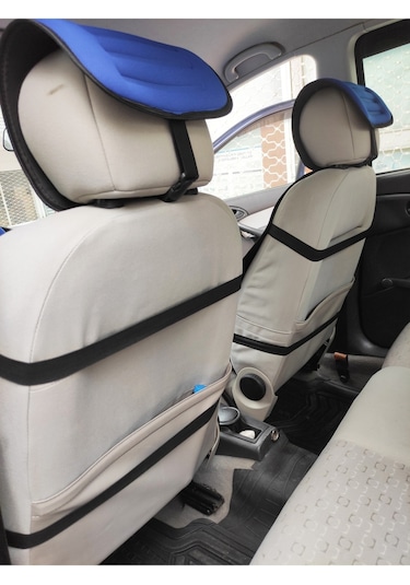 2,li Oto Koltuk Kılıfı Minder Alkantra Kumaş Mavi Renk + Slikon Direksiyon Kılıfı