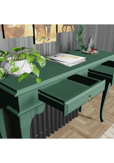 Roys Ahşap 120 Cm Yeşil Çekmeceli Petek Üstü Yüksek  Dresuar Ahşap