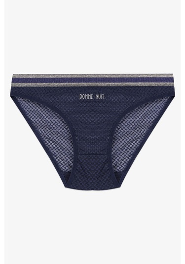 Kadın 3'lü Dantelli - Baskılı Külot 20820 Siyah - Lacivert - Mercan