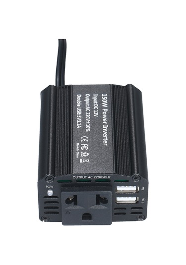 Yunboo 150w Taşınabilir Araç Inverteri Dc 12v'den Ac 220v'ye, Tek Ac Çıkışı Ve Çift Usb Portu İle Evcil Ve Dışarıdaki Cihazlarınızı Şarj Edin