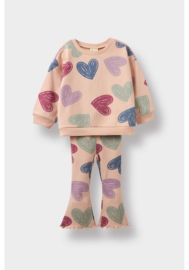 Defacto Kız Bebek Kalp Desenli 2li Takım F0516a525aupn672 Pembe