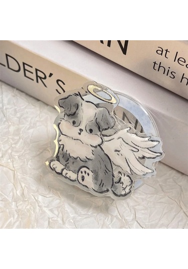 Goldenqian Kore Sevimli Karikatür Köpek Magsafe Manyetik Telefon Griptok Kavrama Tok Standı İphone 15 14 12 Kablosuz Şarj Tutucu Braketi 14 14