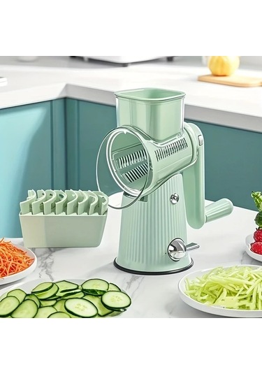 Motion003 Beyaz Mutfak Gerekliliği Manuel Elde Taşınabilir Sebze Dilimleyici Döner Peynir Rendeleyici Fındık Öğütücü 10 Paslanmaz Çelik Bıçaklı Beyaz