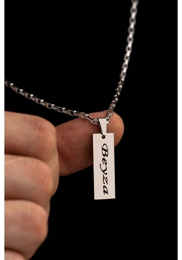 Vogutima Vog İsim Yazılan İnce Uçlu Sevgiliye,babaya,arkadaşa Çelik Kolye