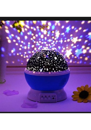 Masa Gece Lambası Yıldız Projektörlü Çocuk Odası Usb Kablolu Pembe