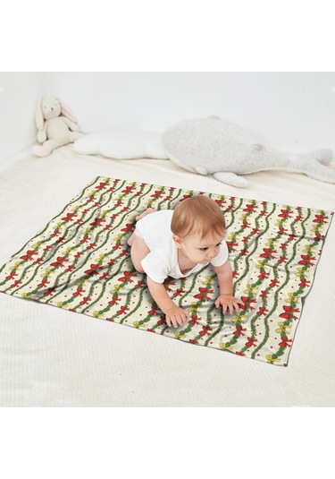 Noel Desenli 30x40 İnç Polar Battaniye, Yumuşak, Hafif Ve Kalın, Erkek, Kadın Ve Çocuk İçin Noel Tel Kurdele