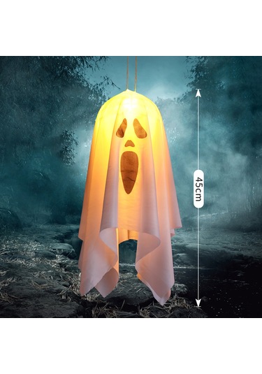 Mufunye Küçük Beyaz Çığlık Yüzü Led Işıklı Kumaş Hayalet Askı Lambası - Halloween Odası Stüdyo Atmosfer Dekorasyonu Beyaz