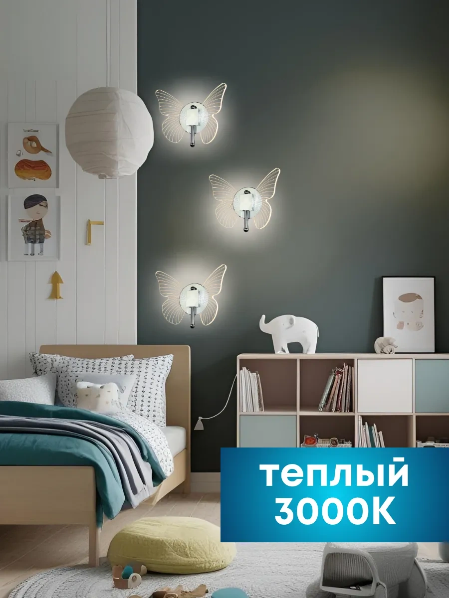 Lubimyj Svet Led Kablolu Duvar Askısı Kelebek Lamba 281624247 Gri