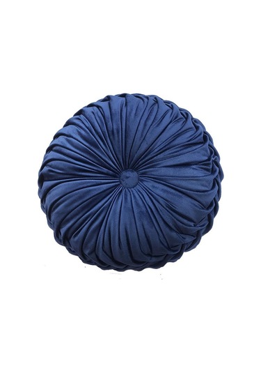 Mavi Avrupa Lüks Kadife Atmak Yastık Minder Yuvarlak Kumaş El Yapımı Pileli Tekerlek Kabak Koltuk Minderi 35 Cm