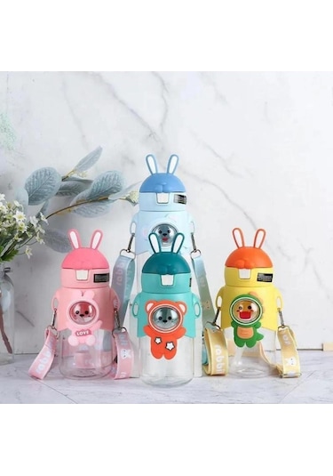 Sevimli Tavşan Çocuk Okul Matara Su Şisesi 600 ML