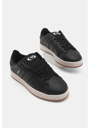 Tonny Black Kadın Siyah Siyah Termo Taban Yanı Şeritli Bağcıklı Spor Ayakkabı Tbzer005 322 Siyah Siyah