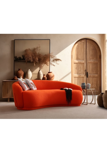 Riva Fasülse Koltuk 3 Lü Kanepe Turuncu