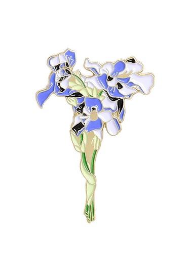 Çiçek Broş 2 Adet Van Gogh Ayçiçeği Ve Süsenler Broş İğneleri, Altın Rengi