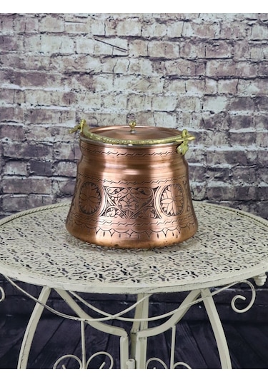 İşlemeli Yoğurt 3 L Bakır Bakraç