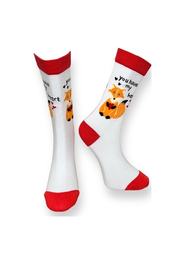 4'lü Unısex Organik Çizgili, Tilki Tasarımlı, Puantiyeli Ve Geometrik Desenli Esnek Nem Alabilen Pamuklu Spor Soket Çoraplar Çok Renkli