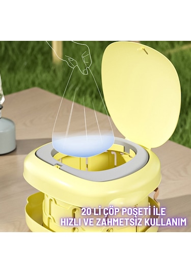 Katlanabilir Bebek Tuvaleti Taşınabilir Çocuk Lazımlık Tuvalet Eğitici Hijyenik Seyahat İçin Uygun Sarı