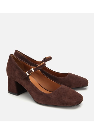 Hotiç Kadın Süet Deri Mary Jane Kahverengi Kalın Topuklu Ayakkabı 01ayh317660a480 01ayh317660a480 Kahverengi