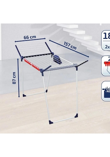 Leifheit Pegasus 180 Solid Plus Çamaşır Askılık 157x66cm Beyaz - Mavi