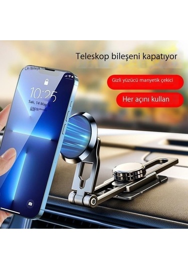 Voguecode Güçlü Manyetik Manyetik Kızaklı Ve Ayarlanabilir, Katlanır Asma Araç Tutucusu Kırmızı - Siyah Var Direksiyon Advn10