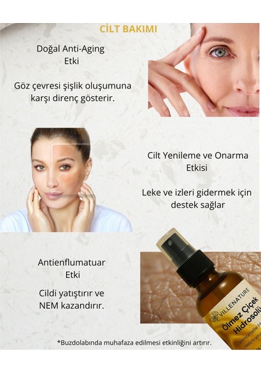 Villenature Ölmez Çiçek Hidrosolü Immortelle Hydrosol Helichrysum Italicum 100 ML