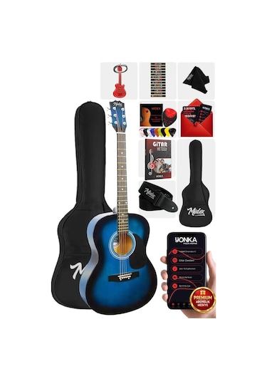 Midex Rg-530bl Kaliteli Mavi 40 İnç Akustik Gitar Seti 4/4 Yetişkin