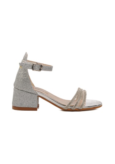 Aspor Gümüş Taş İşlemeli Kız Çocuk Sandalet Çok Renkli