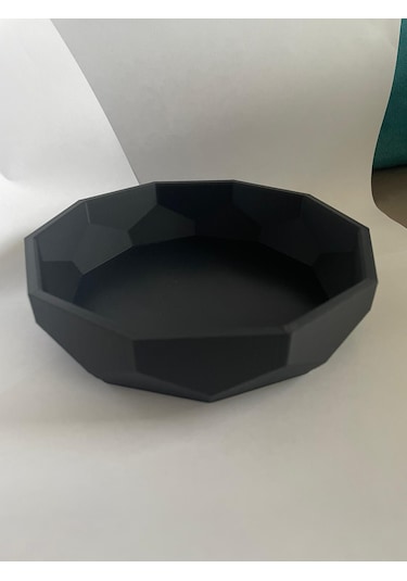 Siyah Köşeli Kase - Dekoratif Kase 15 Cm 3d Baskıdır- Sağlamdır