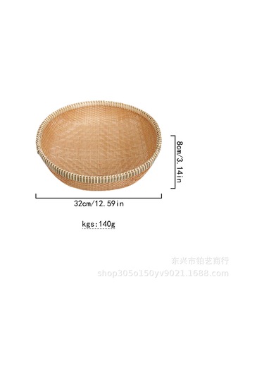 Bambu Sepeti Meyve Ve Sebze Depolama Sepeti Faraş Bambu El Yapımı Ürünler Yuvarlak Delikli Dokuma Sepet Açık Sarı