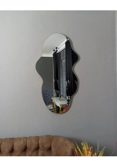 Asimetrik Ayna, Dekoatif Ayna, Big Size 100cm X 50cm 1.sınıf Rodajlı Şişecam Marka Ayna Holl Aynası 100 X 50 Gümüş