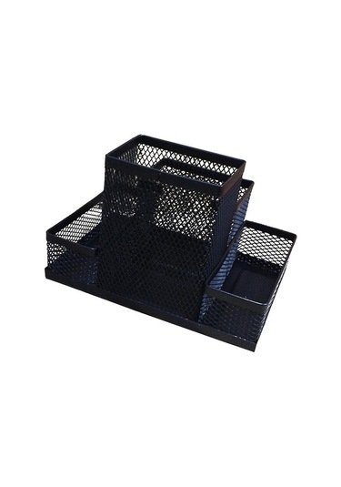 Ganzhoushop Metal Örgü Masa Düzenleyici Masaüstü Konteyner Kalemlik Saklama Kutusu Ofis Malzemeleri Siyah
