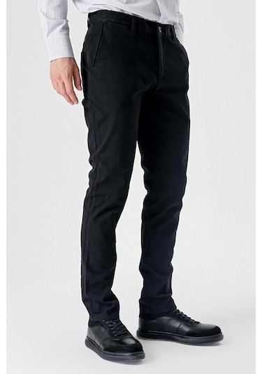 Siyah Armürlü %100 Pamuk Yan Cepli Slim Fit Dar Kesim Casual Pantolon 1003235117-siyah Siyah