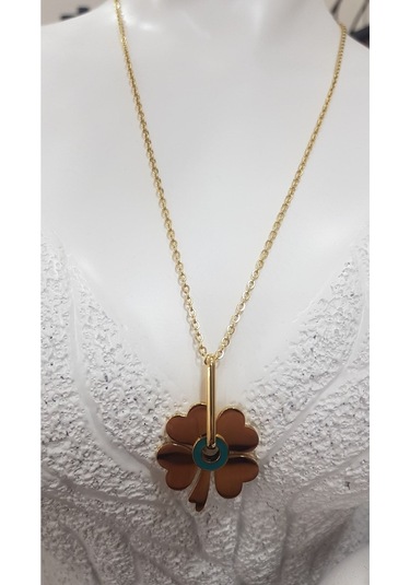 Vog Kişiye Özel Yonca Model Sevgiliye Eşe Anneye Arkadaşa Hediye Çelik Kolye Sarı