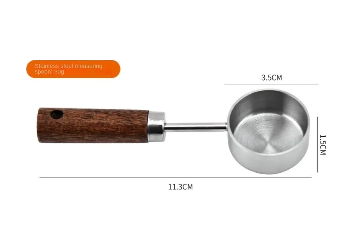 Kosona Stainless Steel 10ml Ölçü Kaşığı, Ahşap Kolu, Rust Proof, Kahve/toz Malzeme Ölçümü İçin Ergonomik Mutfak Aleti Gümüş