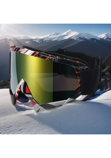 Willowhaven Kırmızı Sarı Anti Fog Kayak Gözlüğü Tpu Ayarlanabilir Yetişkin Snowboard