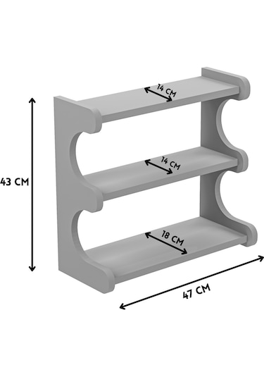 Alpa Ev Mobilya 3 Katlı Tezgah Üstü Mutfak Rafı, Baharatlık Ve Modern Düzenleyici Tasarım Atlantik Çam-beyaz