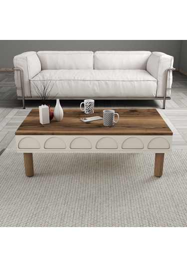 Bohem Orta Sehpa - Krem Krem