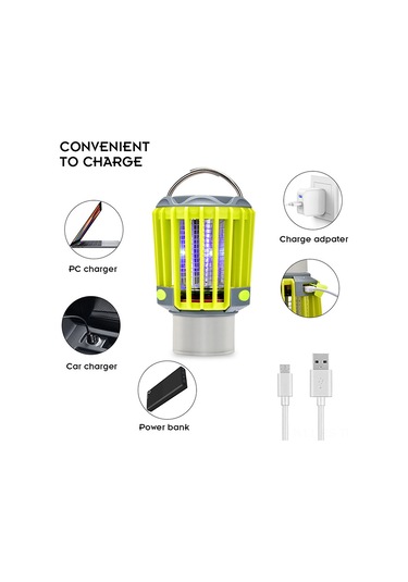 Reedark Fiziksel Uçucu Öldürücü Led Lambası - 20 M² Kaplama, Kamp Feneri Ve Flaş Işık Modları, Ip67 Su Geçirmez, Usb Şarj Edilebilir Pil Sarı