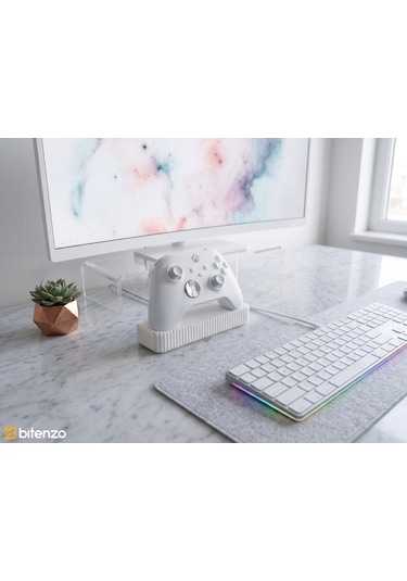 Izgara Tasarım Masaüstü Oyun Kolu Standı, Gamepad Tutucu - Beyaz