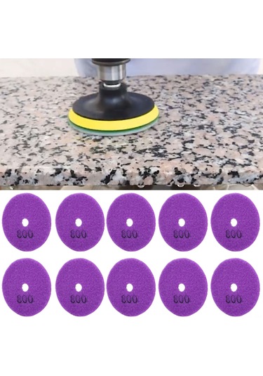 Reedark 3 İnç Beyaz Zımparalı Taş Pasta 800 Tane , Taş, Granit, Mermer, Seramik İçin Islak/kuru Cila, 10 Adet Paket