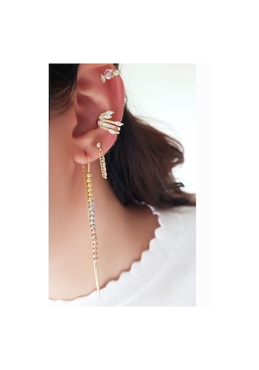 Tekli Ithal Zincir Sade Toplu Gümüş Küpe