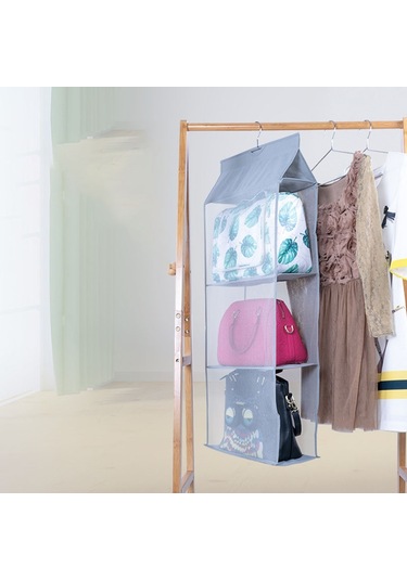 Cbtx 3 Katlı Çanta Asma Organizatör Yerden Tasarruflu Dokunmamış Kumaş Saklama Çantası Bej