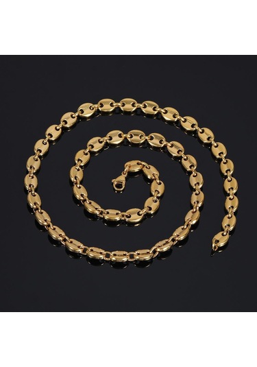 Altın Paslanmaz Çelik Hip Hop Kahve Çekirdeği Zincirler Kolye Domuz Burun Zincirleri Bilezikler Punk Kolye 6mm-23cm