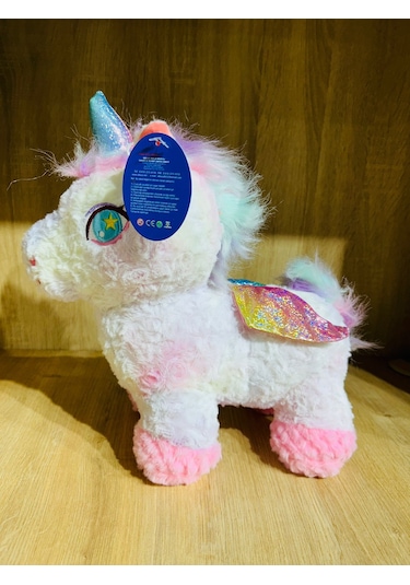 Peluş Unicorn Sevimli Unicorn 35cm Açık Gri