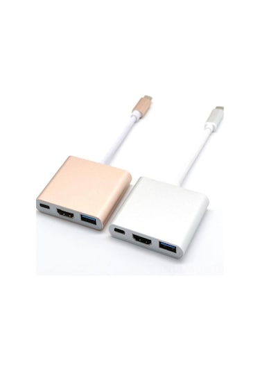 Neevoyu Altın Tip-c'den Hdmı+usb 3.0'a 4k Çok Fonksiyonlu Dönüştürücü Kablo, Hd Video Ve Veri Transferi, Taşınabilir Genişletme Ünitesi