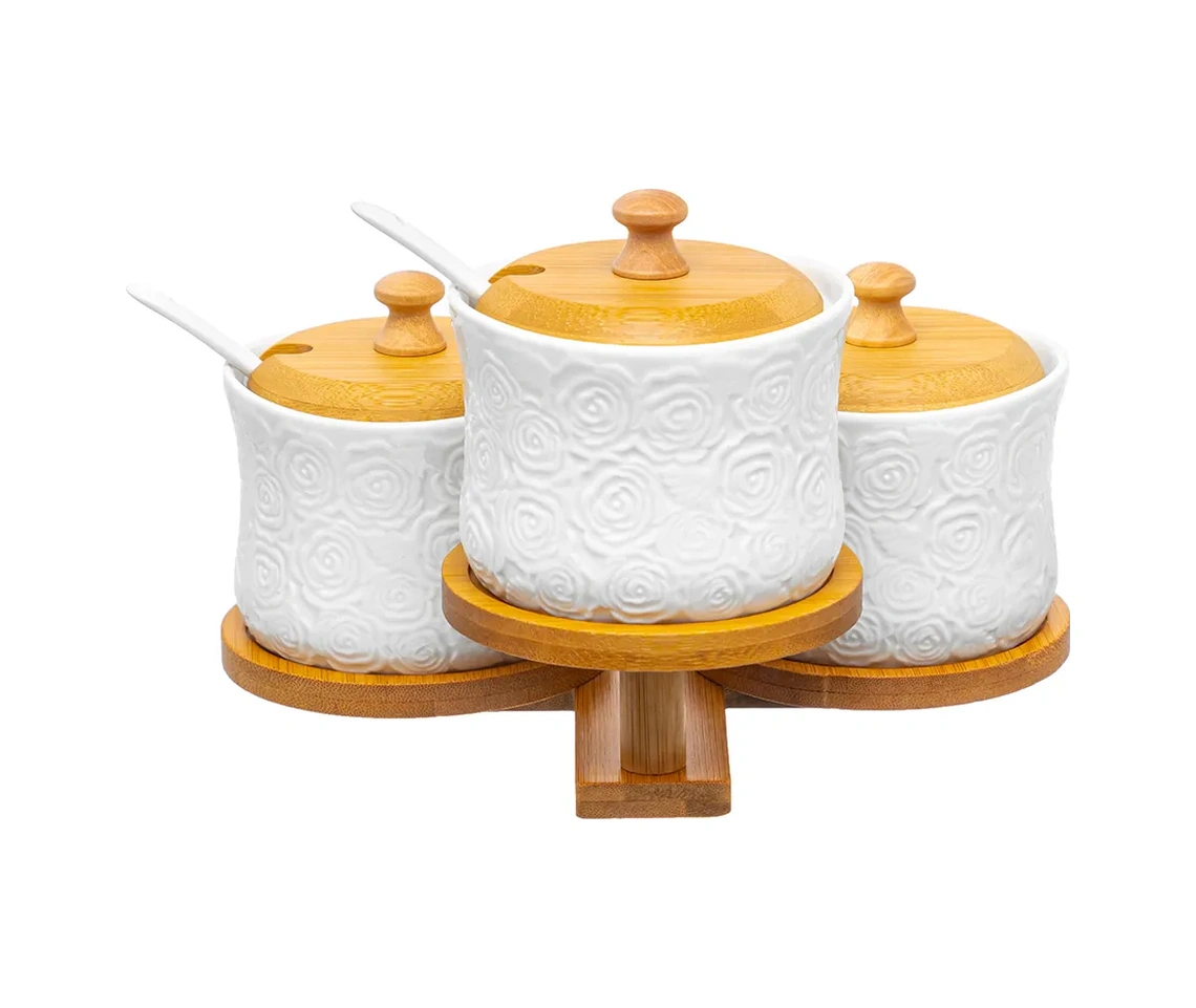 Elan Gallery Toz Ürünler İçin Kavanozlar "gül" 3 Adet, 250 Ml 209710925 Beyaz